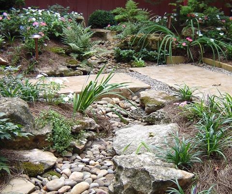 Japanese garden with stone walkway in Louisville, Kentucky