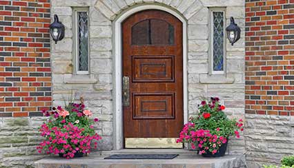 Flower pots beside an home entrance in Louisville, Kentucky