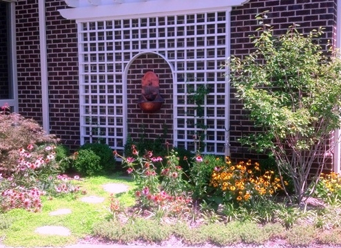 Lattice panel accenting a garden